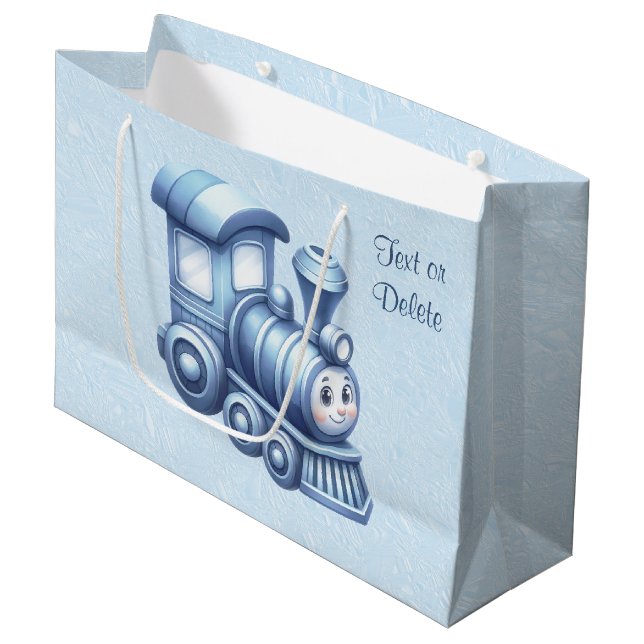 Sac cadeau de train bleu (Devant Angle)