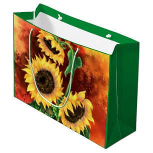 Sac cadeau de trois tournesols