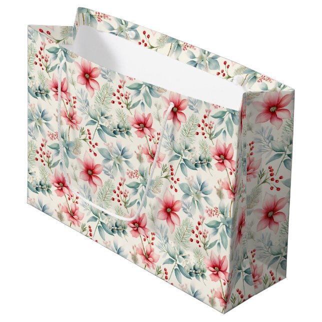 Sac cadeau de vacances Floral Rouge (Devant Angle)
