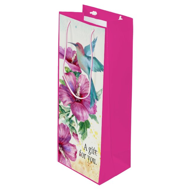 Sac cadeau de vin d'Aquarelle de colibri (Devant Angle)