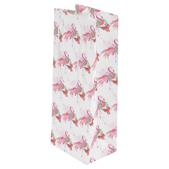 Sac cadeau de vin de Noël Flamant rose (Dos Angle)