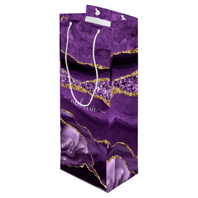 Sac Cadeau de Vin Personnalisé avec Votre Nom en M (Dos Angle)