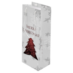 Sac cadeau de vin Red Festive Christmas Tree
