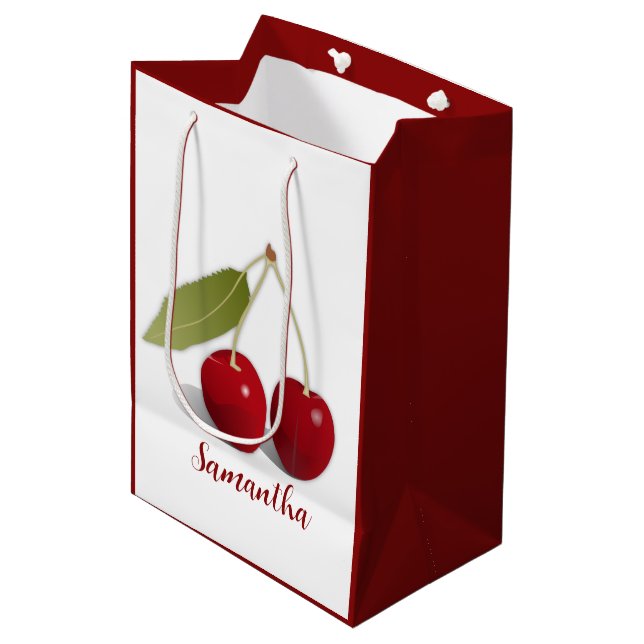 Sac cadeau Design Deux Cerises (Devant Angle)
