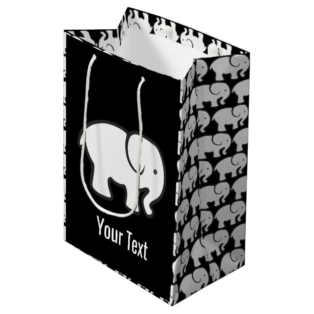 Sac cadeau design Eléphants blancs (Devant Angle)