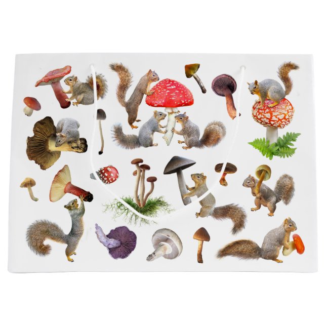 Sac cadeau écureuils aux champignons (Devant)