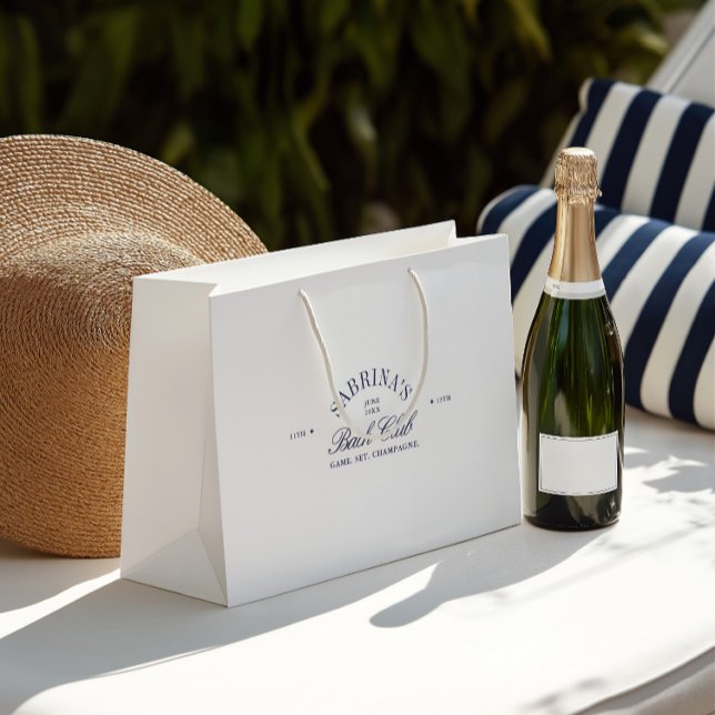 Sac Cadeau Élégant Blanc et Bleu Marine pour Enter (Elegant Wite & Navy Blue Bachelorette Gift Bag)