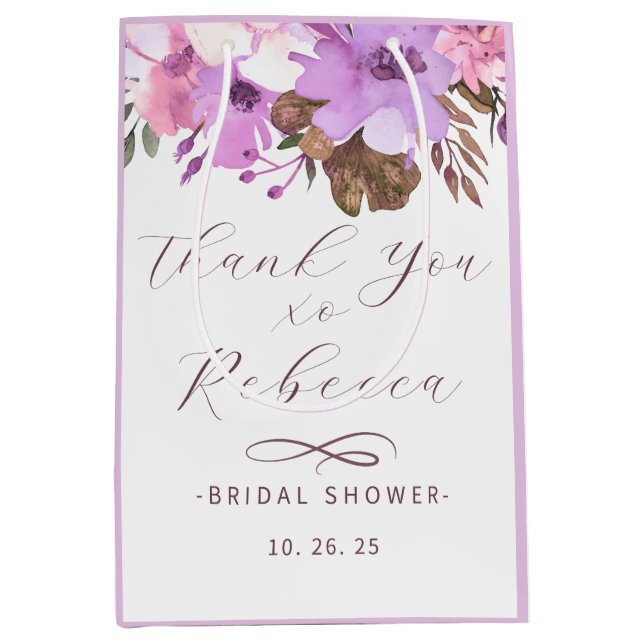 Sac cadeau élégant floral pour douche de mariée (Devant)