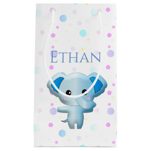 Sac Cadeau Eléphant petit garçon bleu mignon