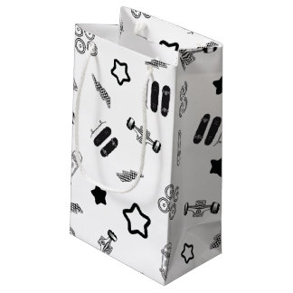 Sac cadeau en skateboard noir et blanc brillant