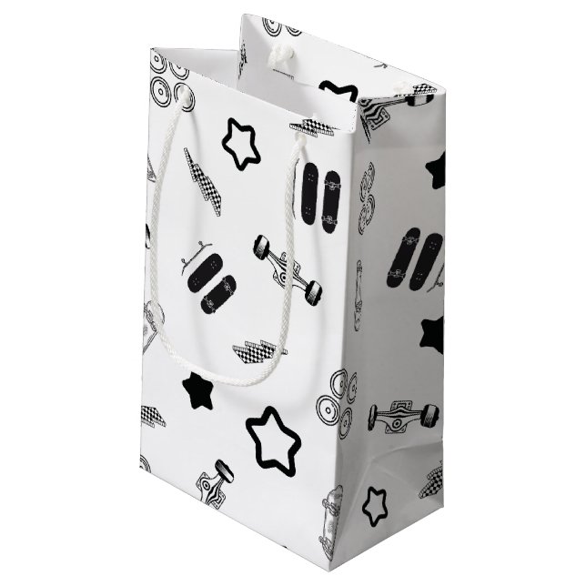 Sac cadeau en skateboard noir et blanc brillant (Dos Angle)