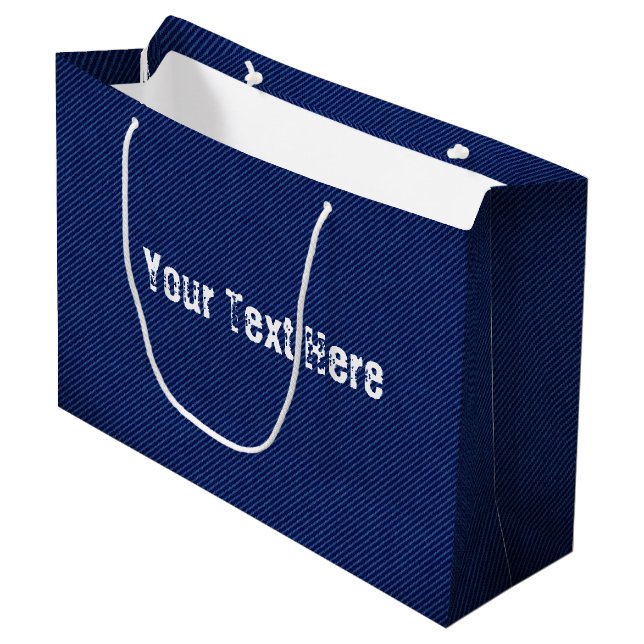 Sac cadeau Faux Blue Jeans avec nom de texte perso (Devant Angle)