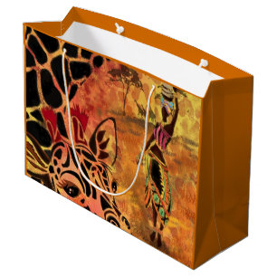 Sac cadeau femme africaine et Giraffe