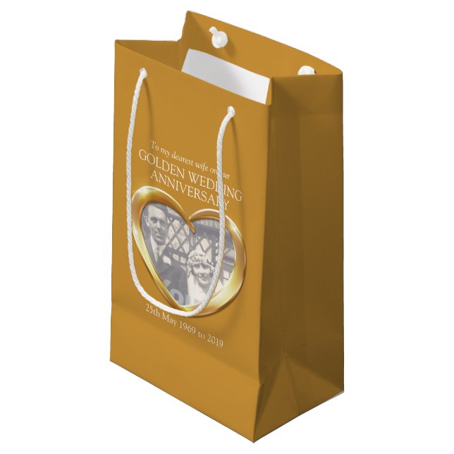 Sac cadeau femme anniversaire mariage d'or (Devant Angle)