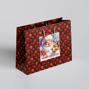 Sac Cadeau Festif Père Noël Nez Rouge Rudolph
