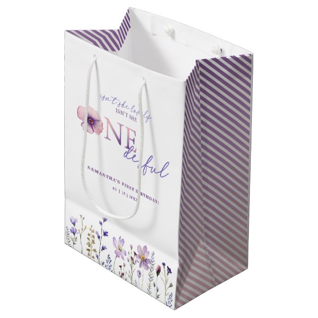 Sac cadeau fleur sauvage original premier annivers (Devant Angle)