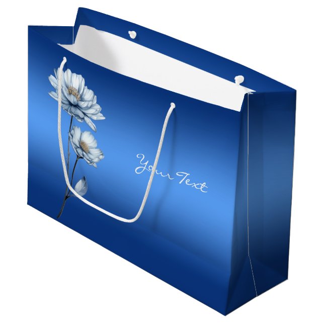 Sac Cadeau Fleurs Aquarelle Bleue (Devant Angle)