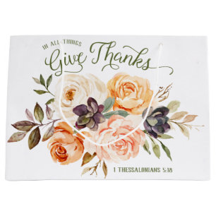 Sac Cadeau Fleurs De Roses "En Toutes Choses Rende