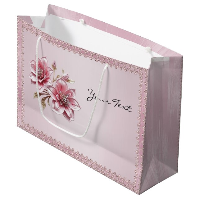 Sac Cadeau Fleurs Roses Modernes (Devant Angle)