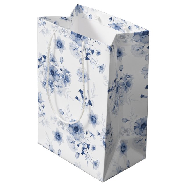 Sac cadeau floral bleu poussiéreux (Dos Angle)
