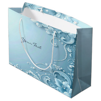 Sac cadeau floral décoratif bleu