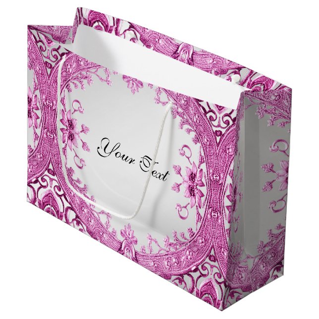 Sac Cadeau Floral Décoratif Rose (Devant Angle)