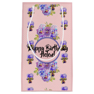 Sac Cadeau Floral Fleurs de Pansy Rose Chic Décont