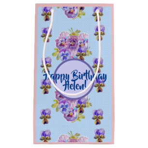 Sac Cadeau Floral Fleurs Point Bleu Shabby Chic