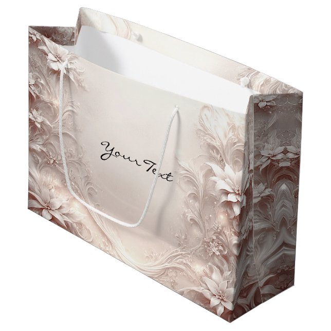 Sac cadeau floral ivoire blanc (Devant Angle)