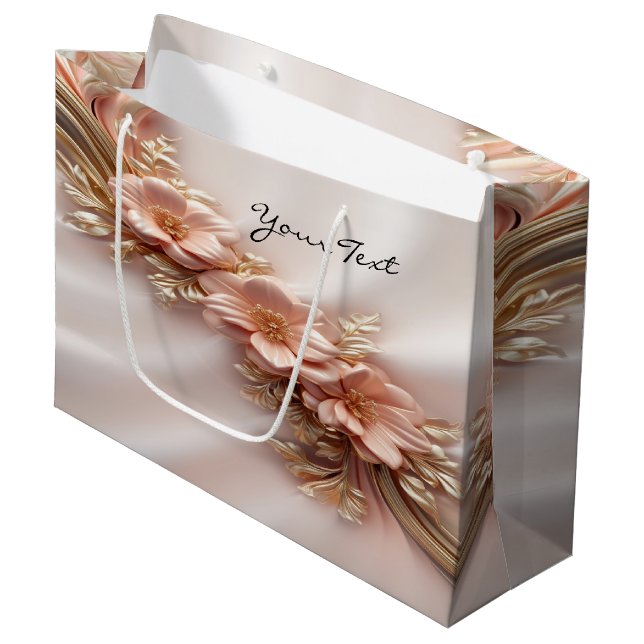 Sac Cadeau Floral Orange Élégant (Devant Angle)