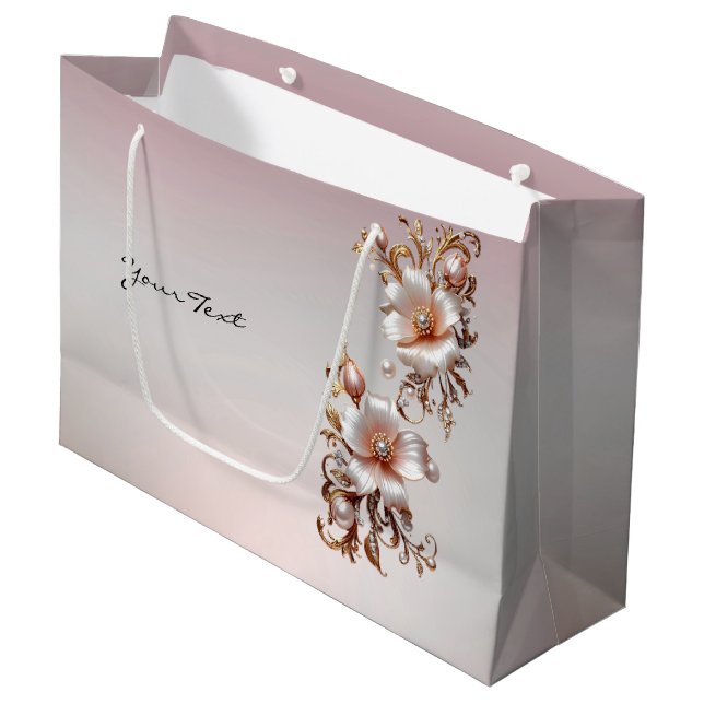 Sac cadeau floral rose décoratif (Devant Angle)