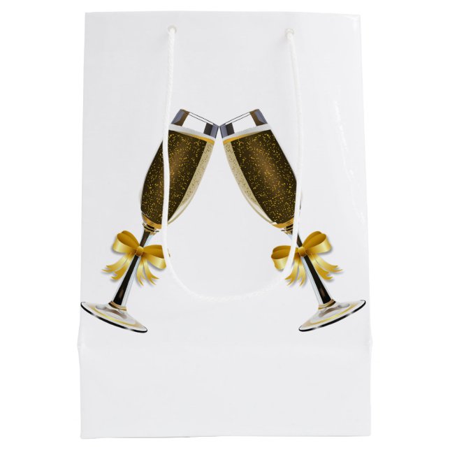 Sac cadeau flûte à champagne, sac cadeau pour la m (Dos)