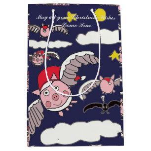 Sac cadeau Flying Pig Père Noël
