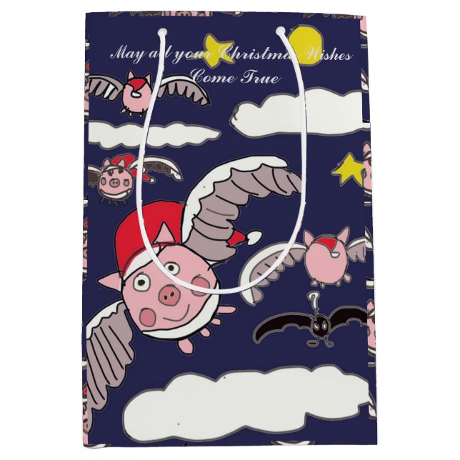 Sac cadeau Flying Pig Père Noël (Devant)
