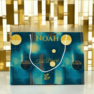 Sac Cadeau Géométrique Grand Vent Turquoise Et Jau