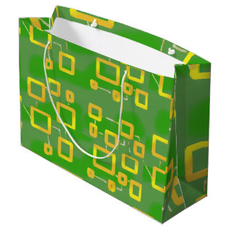 Sac cadeau géométrique vert cartonne