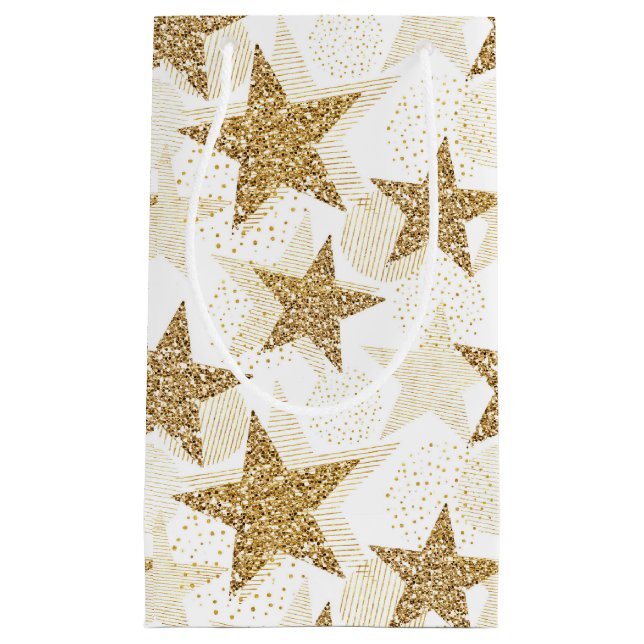 Sac cadeau Gold Parties scintillant Stars (Devant)