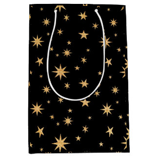 Sac cadeau Gold Stars - Arrière - plan noir