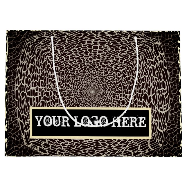 SAC CADEAU GRAND FORMAT OR NOIR MARRON (Devant)