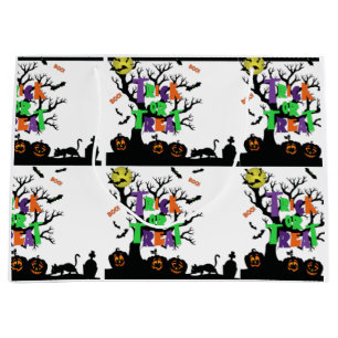 Sac Cadeau Grand Format 'Trick Or Treat Boo'