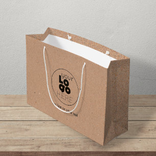 Sac Cadeau Grand logo personnalisé Brown Kraft Papier Panier