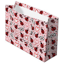 Sac cadeau grand motif jolie coccinelle