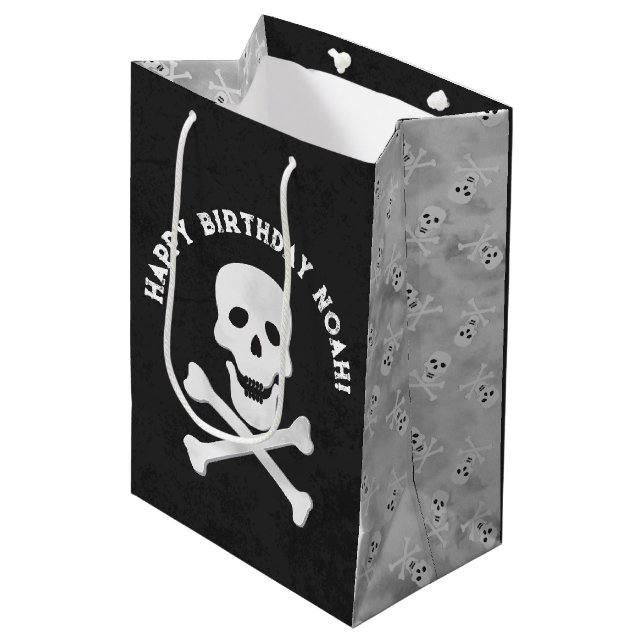 Sac cadeau Halloween pour le crâne et les os crois (Devant Angle)