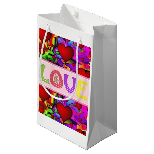 Sac cadeau L'amour de Valentine (Devant Angle)