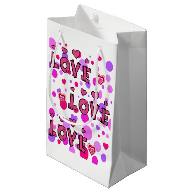 Sac cadeau L'amour de Valentine (Devant Angle)