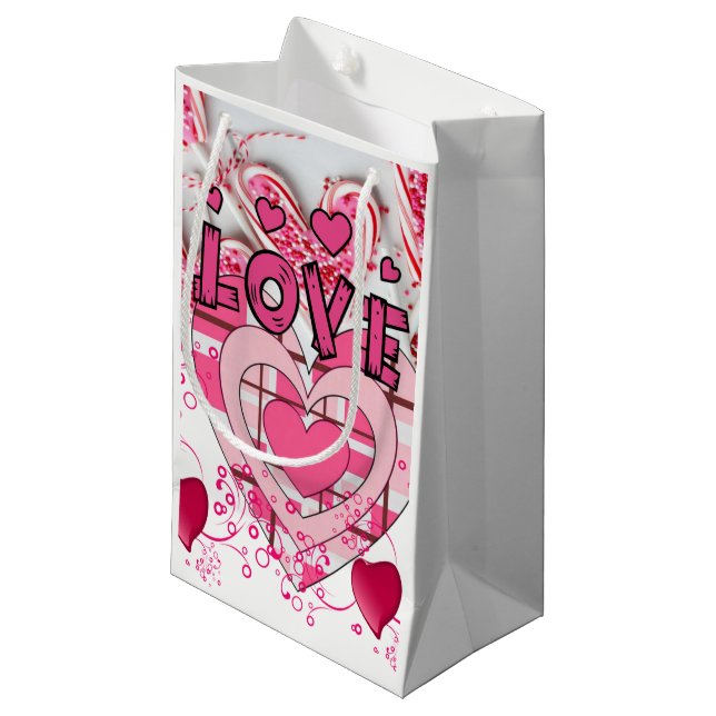 Sac cadeau L'amour de Valentine (Devant Angle)