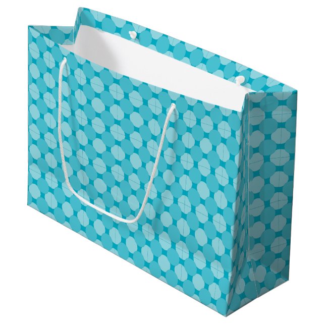 Sac cadeau (Lg) - Cercles superposés en bleu (Devant Angle)