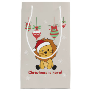Sac Cadeau Lion Noël Neige Animaux d'hiver Lions Petit Gif