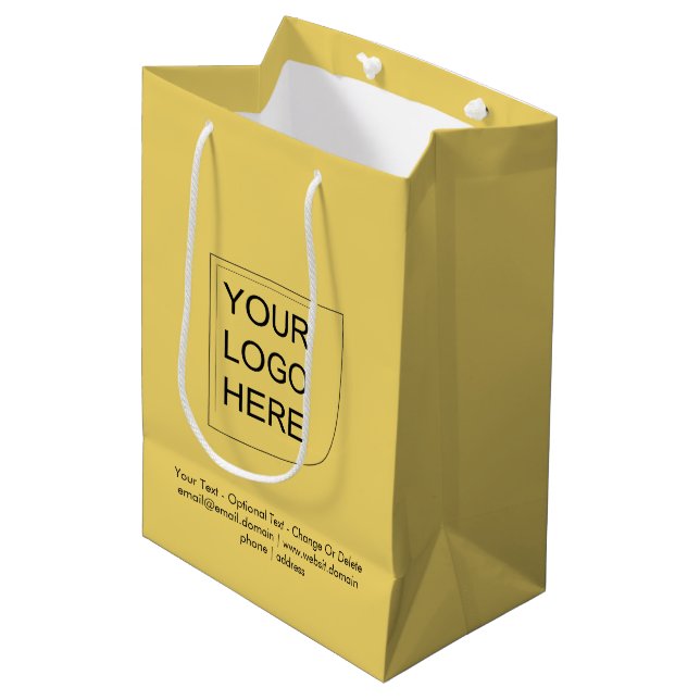Sac cadeau logo moyen couleur tendance - Jaune dou (Devant Angle)
