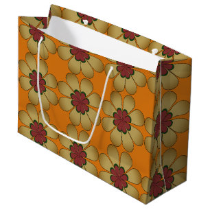 Sac cadeau - Marguerites stylisées sur Orange
